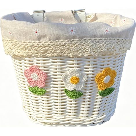 Panier de vélo tressé avant - Amovible avec sangles en cuir réglables - Imperméable, léger et stable - Panier de vélo pour guidon de vélo - Petit panier avant (1/5)
