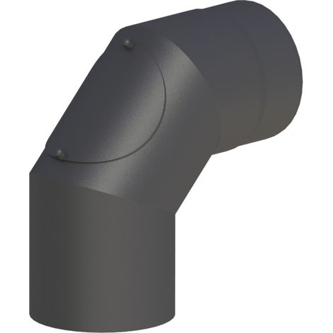 Coude 90° tuyau de poêle Diam 150 mm avec trappe de nettoyage fonte grise
