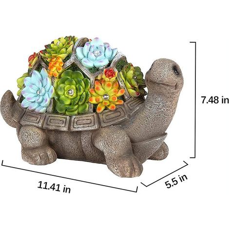Statue Jardin Exterieur Ornement de Tortue Figurines avec Lampes Solaires Décoration Jardin pour Patio Yard Lawn Cadeaux de Jardinage