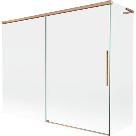 Mexen Rox L Duschabtrennung 2-flügelig verschiebbar 190 + 80 x 150 cm, transparent, gebürstetes Kupfer - 8C9L-190-080-65-00