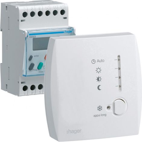Hager 49353 Gestionnaire d'énergie simplifié chauffage électrique 1 zone sur 7 jours 230V