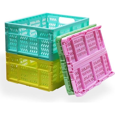 boîtes pliantes de 20 l - Panier à provisions pliable - Boîte de transport - Paniers de courses - Rangement de cuisine (couleurs mélangées) (1/3)