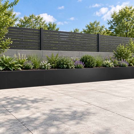 vidaXL Retaining Wall 4 pcs 100 x 12 x 30 cm Steel Black (1/5)
