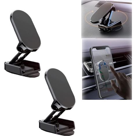 2pcs Support Magnetique Telephone Voiture[Pliable Multifonction] Aimant Téléphone Voiture avec Base Pliable 360° Universel Porte Portable Voiture Compatible avec iPhone Samsung pour Tous Les Smartphon (1/5)