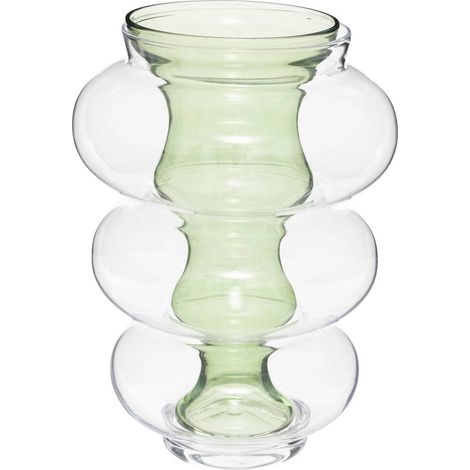 Vase double en verre modelé Vert H 35 cm - Atmosphera (1/4)