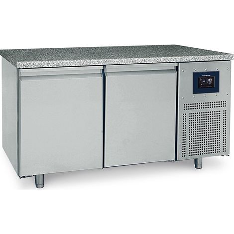 Table Congélateur Pâtisserie 2 Portes 600X400 mm, Plan En Granite Avec Dosseret, -10°/-22°C - Wifi - Virtus - BNZ0004/FN