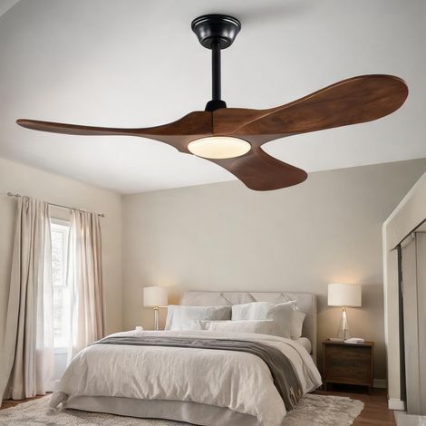 Ventilateur de plafond 42 pouces avec lumière bois massif noyer (1/5)