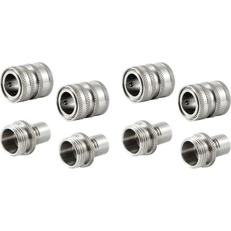4X Raccord de Tuyau D'Arrosage à Connexion en Acier Inoxydable, Connecteur à Dégagement GHT de 3/4 Pouces pour Arroseurs de Pelouse (1/5)