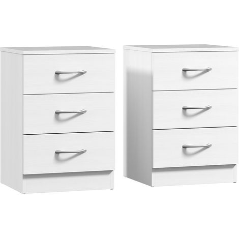 HOMCOM conjunto de 2 mesitas de noche modernas mesillas de noche con 3 cajones mesitas auxiliares para salón dormitorio carga 50 kg 40x35x58 cm blanco (1/5)