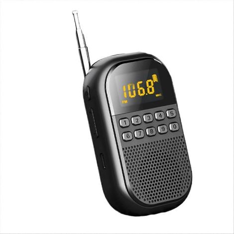 Radio FM/AM de poche avec grand écran LCD, récepteur radio, haut-parleur Bluetooth sans fil et lecteur de musique pour carte TF, idéale pour les seniors. (1/5)