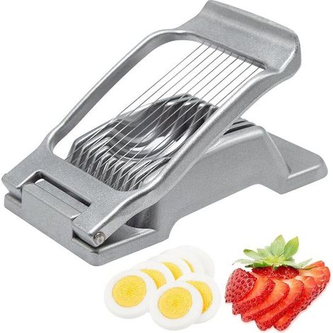 Cortador de huevos de acero inoxidable, 1 pieza, Cortador de huevos multifuncional, Cortadores de huevos, Alambres de acero inoxidable, Plateado (1/5)