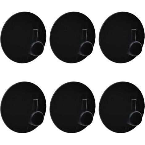6 Pack Black Adhesive Bathroom Hooks, Heavy Duty Waterproof No Drilling Stainless Steel Kitchen Bathroom Accessories with Extra Adhesive Pads (1/5)