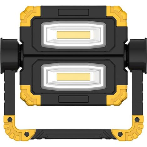 Lámpara de reflector para sitio de construcción recargable: Luz de trabajo portátil LED de 20 W, 2 COB 2000 lúmenes Iluminación portátil inalámbrica con rotación de 360 ° para camping(paquete de 2) [C (1/5)