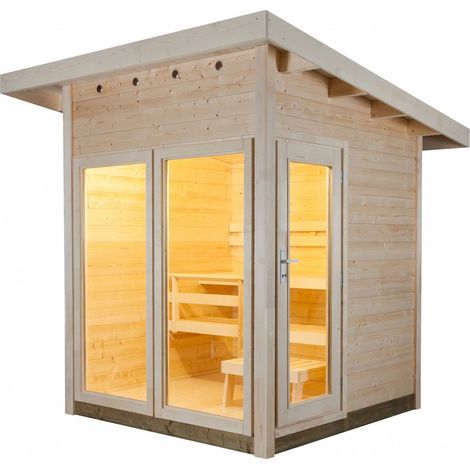 Harvia Solide Compact Vision Outdoor Sauna 203 x 203 x 270 cm Außensauna aus Fichte (1/5)