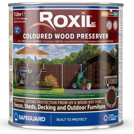 Roxil Wood Stain Preserver (1L Burnt Umber) 5m Coverage