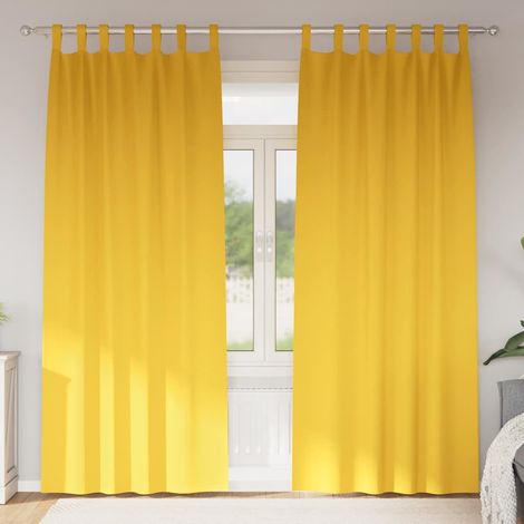 Verdunkelungs-Vorhänge mit Ringen 2 pcs Senfgelb 245 x 140 cm