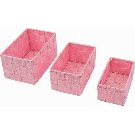 Trade Shop - 3 Cestas De Tela Organizador De Baño Cajas Porta Objetos Espuma De Baño Rosa 79053 - (1/3)