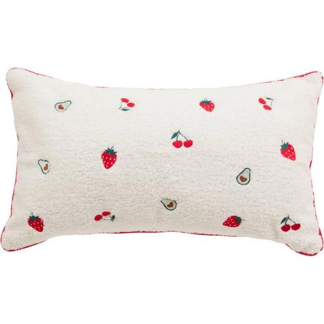 Coussin Enfant Bouclette "Fruity" 30x50cm Blanc