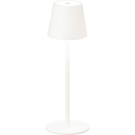 Akku Tischlampe TROPEA Weiß mit USB Kabel & Sensor Dimmer, Höhe 38cm (1/5)