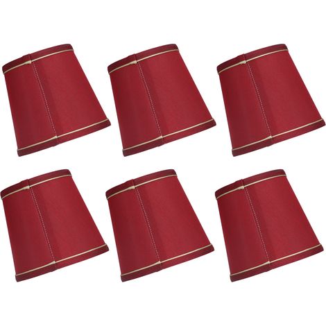 Lot de 6 abat-jour en tissu, style moderne et épuré, fabrication artisanale de Phnom Penh, pour ampoule E14, couleur rouge vin (PX43) (1/5)