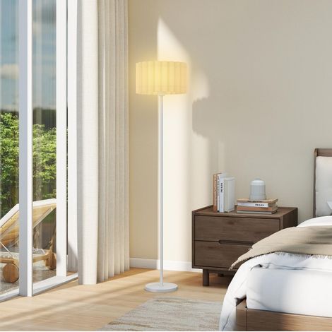 Lampadaire blanc OKMYHOME, abat-jour ondulé, culot E27, interrupteur au pied, 153 cm (1/5)