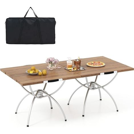 COSTWAY Se di 2 Tavolino da Campeggio, Tavolo Pieghevole da Picnic Leggero Estendibile, Telaio in Alluminio, Borsa da Trasporto e Maniglia, Tavolino Portatile Portata 25 kg, 61 x 61 x 46,5 cm (1/5)