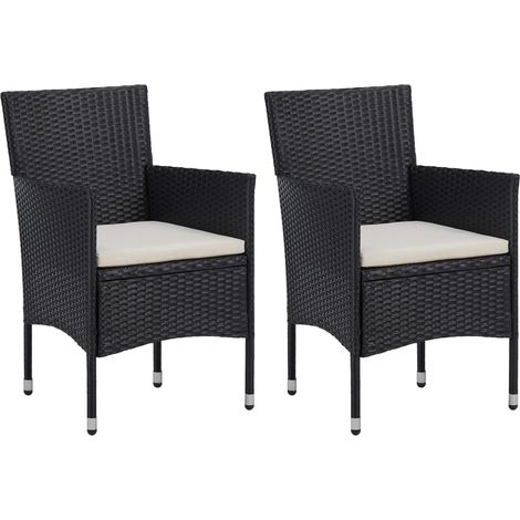 vidaXL Garten-Essstühle 2 Stk. Poly Rattan Schwarz (1/5)