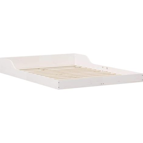 Lit double,Lit adulte,Cadre de lit Blanc 140 x 190 cm Bois massif en pin CFW1236829 (1/5)