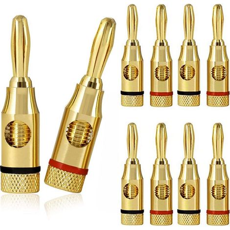 lot de 10 Fiches bananes pour haut parleur, fiches de haut parleur 4 mm, connecteurs de câble de haut parleur pour fil de haut parleur, cinéma maison (1/5)