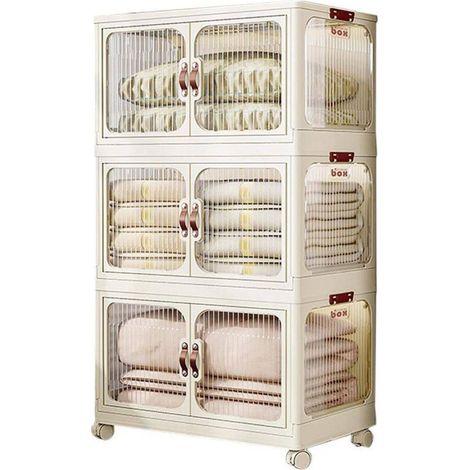 TrAdE Shop Traesio - Scatola Portaoggetti Contenitori Salva Spazio Tre Strati Con Ruote E Coperchio - (1/2)