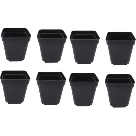 Pack of 50 black seedling buckets – Square plastic planters – Small indoor and outdoor planters (black/6.5 x 5 x 6.5 cm) (1/5)