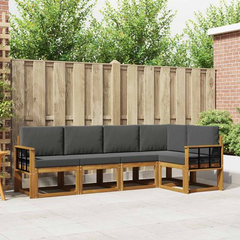 vidaXL Outdoor-Sofagarnitur mit Kissen 5 pcs Natur und Anthrazit (1/5)