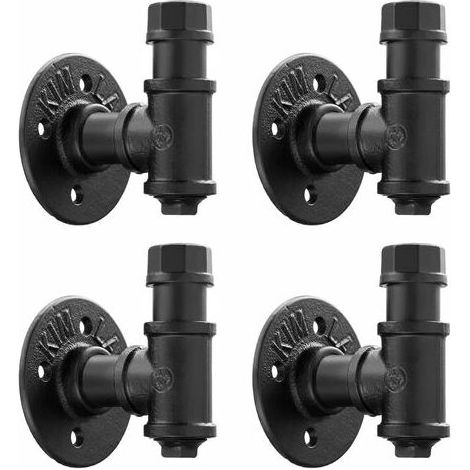 Crochets muraux pour peignoirs de salle de bain, supports inclus, lot de 4 crochets porte-serviettes muraux en fer style industriel rustique. (1/4)