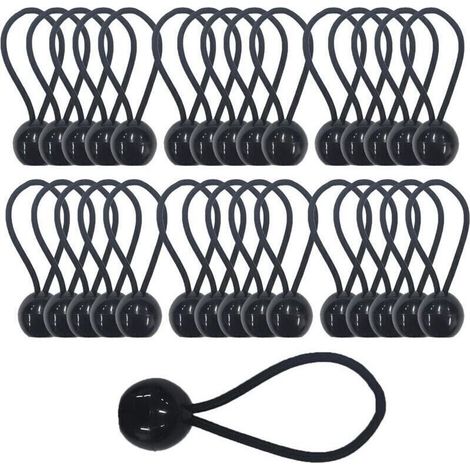 30 corde elastiche da 4 mm con palline, tenditori resistenti per teloni da campeggio, tende, striscioni e tende. (1/4)