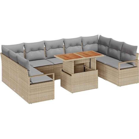 Maison Exclusive - Garten-Sofa-Set mit Kissen 10 pcs Beige und Gr