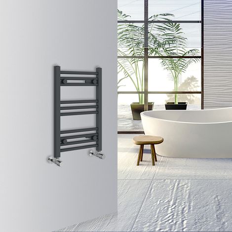 Warmehaus Straight Bathroom Heated Towel Rail Warmer Radiator Central Heating 600x400mm Anthracite (1/5)