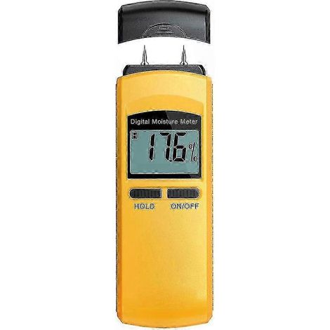 Testeur d'humidité numérique 4 broches pour bois, papier, béton, plâtre, brique — hygromètre avec écran LCD, mesureur de teneur en eau professionnel (1/5)