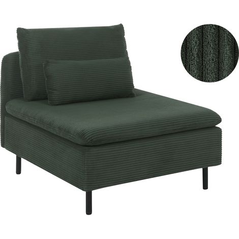 1-Seat Section Green Corduroy Cord Sofa Module Armless Modern Single-Seat EGERIS (1/5)