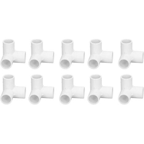Raccords PVC 3 Voies T 20mm - Lot de 10 Connecteurs d'Angle pour Tuyauterie Irrigation, Résistants et Faciles à Installer - Blanc (1/4)