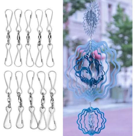 360° drehbarer Edelstahlhaken - 10 Stück für Dekorationen und Pflanzenhalter [8,2 cm] (1/5)