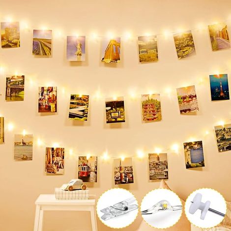 Guirlande Photo, 3M 30LED Guirlande Lumineuse Interieur Photo Chambre LED Avec 15 Photo Clips Batterie Alimenté Guirlande Lumineuse Pince Photo Decoration Chambre Accroche Photo,Fête (1/5)