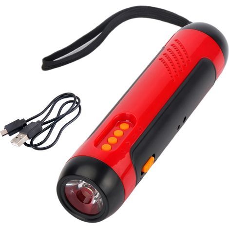 Portable hand-crank flashlight with alarm, FM radio function, 1800mAh LED generator, for home, outdoor camping and hiking (1/5)