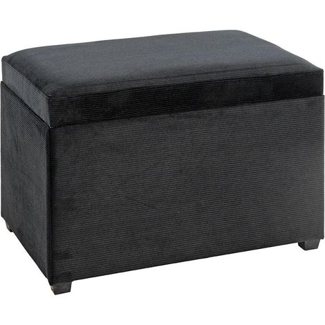 Banc Coffre de Rangement Côtelé "Timmy" 58cm Noir (1/5)