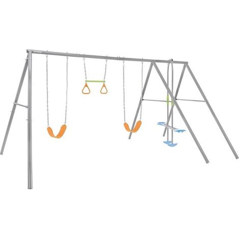 Balancoire a' bascule pour enfant Intex 44131 4 jeux avec structure en acier gris 467x254x211 cm.