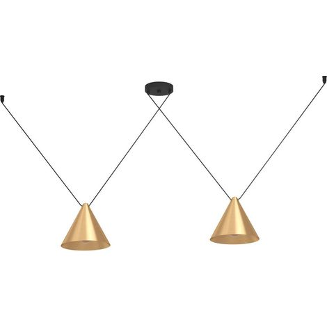 Lampadario A Sospensione Minimal Narices 1 Acciaio Nero Ottone 2 Luci E27 (1/2)