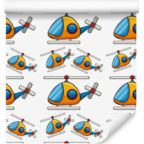 Papel pintado de juguetes de cuento de hadas con helicópteros para salón y dormitorio, 50x1000 cm. (1/5)