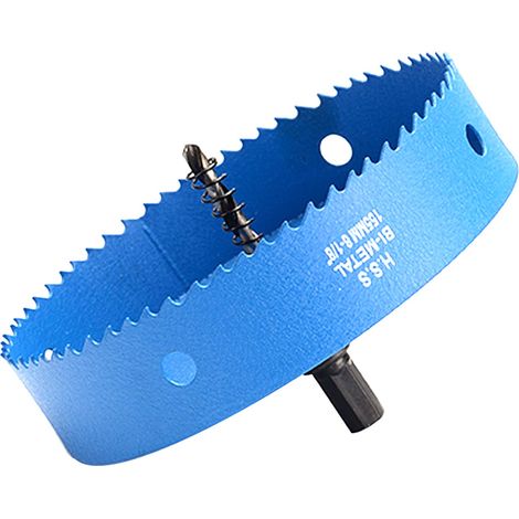 Scie Cloche Bi-métal 155 mm, M42 HSS Bimétallique Scie Trèpan avec Foret de Centrage pour Perceuse à Percer pour Fer, Aluminium, Bois, Cloison Sèche, Tuyau, Panneau de Fibres de Bois/Bleu (1/5)