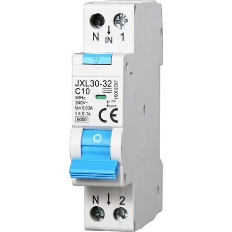 gloca Differenzial-Leistungsschalter 1P+N 10A 30mA 220V 6KA 1 Modul DIN C10