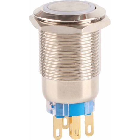 Wasserdichter, selbstverriegelnder Edelstahl-Druckknopfschalter mit weißer LED, 19 mm, 12–24 V (1/5)
