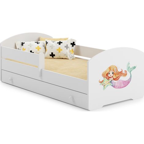 Lit enfant LUK avec tiroir et barreau 70x140 Mermaid